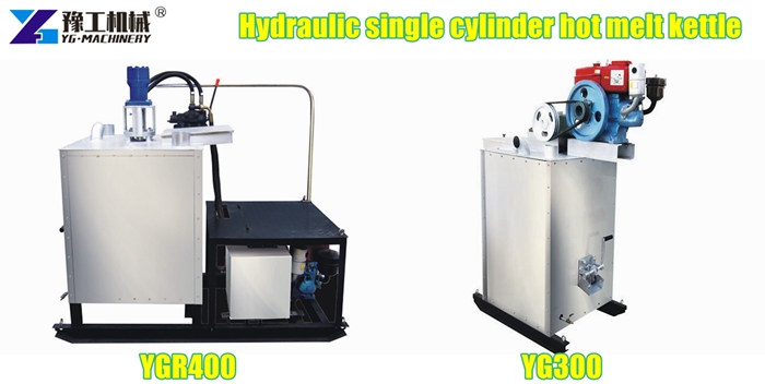 Hydraulic single cylinder hot melt kettle