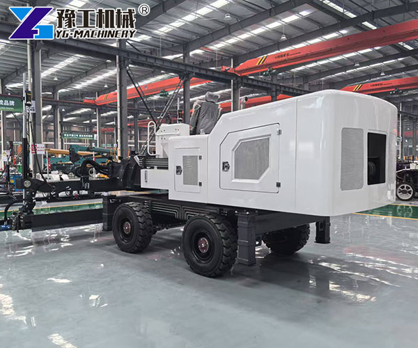 Concrete floor leveling machine working on warehouse floor