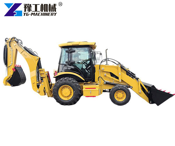 Hydraulic backhoe machine with front bucket