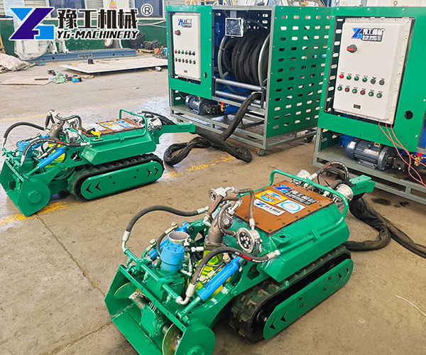 dredging machine removing sludge from pond floor