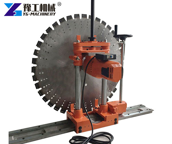 Wall saw machine cutting concrete wall