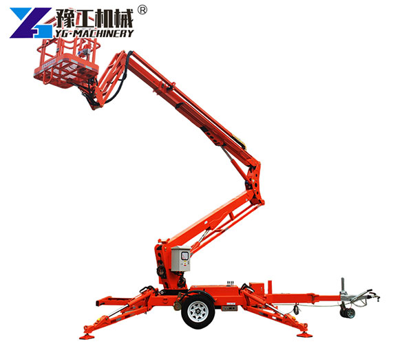 articulated boom lift equipment on trailer
