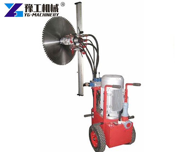 Concrete wall cutting machine on site