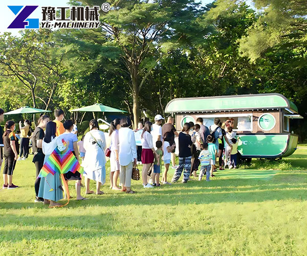 Custom burger trailer for outdoor festival event
