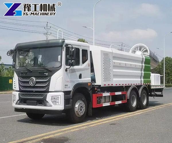 Dust suppression truck for urban road works