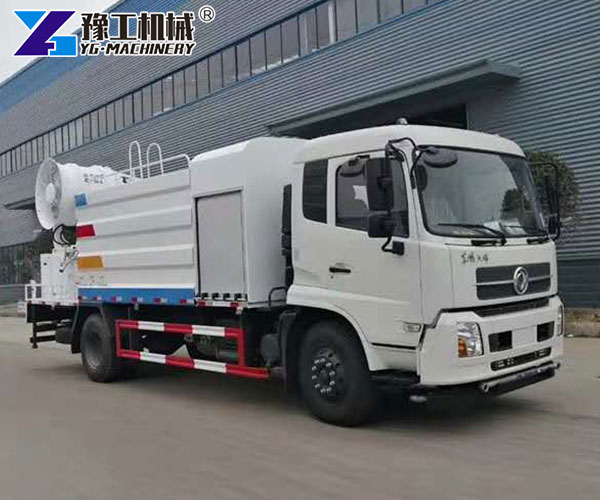 Dust suppression truck working on site