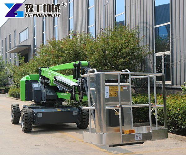US construction site articulating boom lift