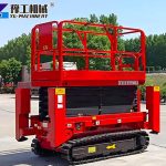 Tracked scissor lift on rough terrain